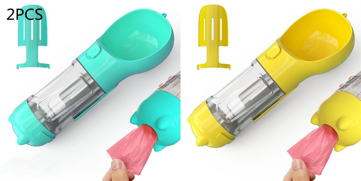 Pet Water Bottle Feeder Bowl Garbage Bag Storage Portable Pet Outdoor Travel 3 In 1 Dog Water Bottle - Expo GBlue 2pcs yellow300ml0