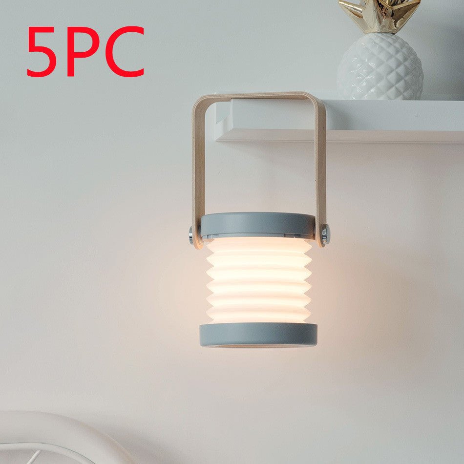 Foldable Touch Dimmable Reading LED Night Light Portable Lantern Lamp USB Rechargeable For Home Decor - Expo GGrey 5PC0.5watts0