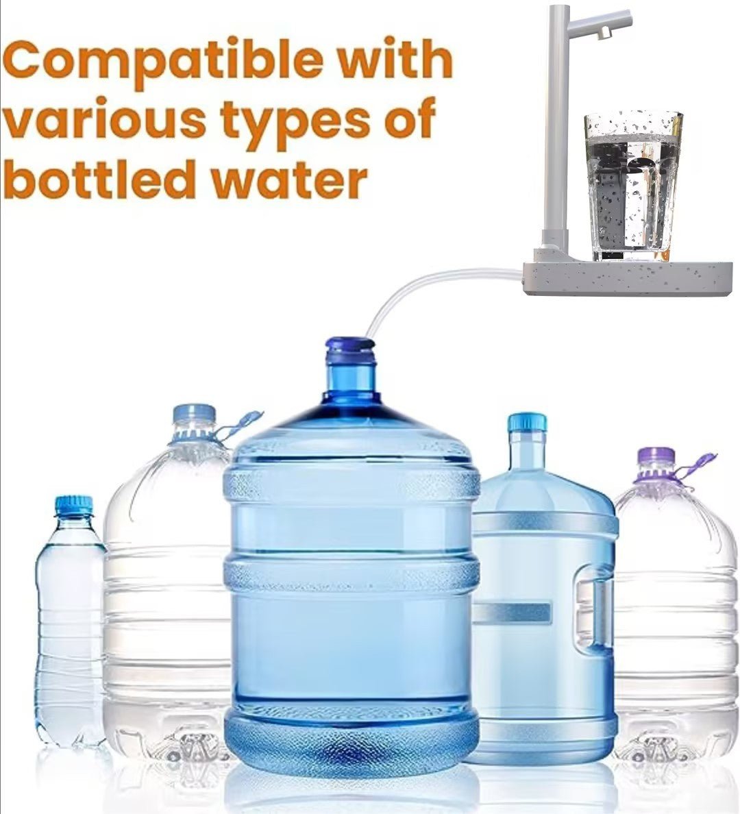Added Extension Tupe Water Dispenser Automatic Water Bottle Desktop Rechargeable Water Dispenser With Stand - Expo GWhite0