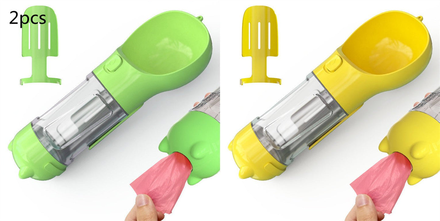 Pet Water Bottle Feeder Bowl Garbage Bag Storage Portable Pet Outdoor Travel 3 In 1 Dog Water Bottle - Expo GGreen 2pcs yellow300ml0