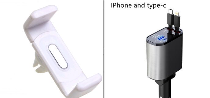 Metal Car Charger 100W Super Fast Charging Car Cigarette Lighter USB And TYPE - C Adapter - Expo GWhite2100W0