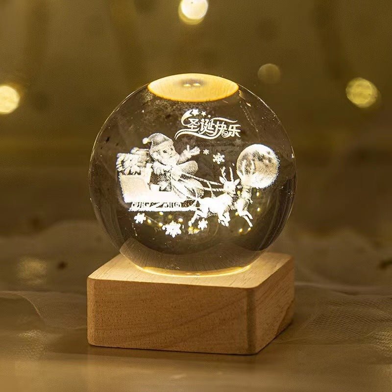 Luminous Starry Sky And Planets Moon Moon Crystal Ball Small Night Lamp Projection Ambience Light Creative Gift New Strange Gift - Expo GSolid Wood Lamp HolderHappy 6cm Crystal Ball0