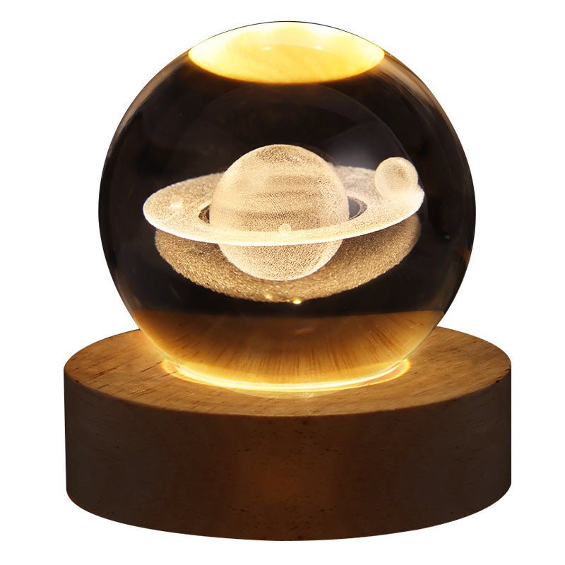 Luminous Starry Sky And Planets Moon Moon Crystal Ball Small Night Lamp Projection Ambience Light Creative Gift New Strange Gift - Expo GSolid Wood Lamp HolderNebula 6CM0