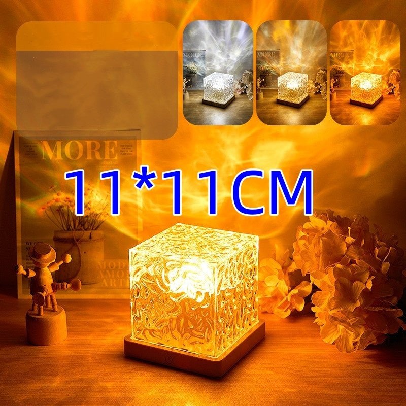 LED Water Ripple Ambient Night Light USB Rotating Projection Crystal Table Lamp RGB Dimmable Home Decoration 16 Color Gifts - Expo GThree color plug plastic baseUSB0