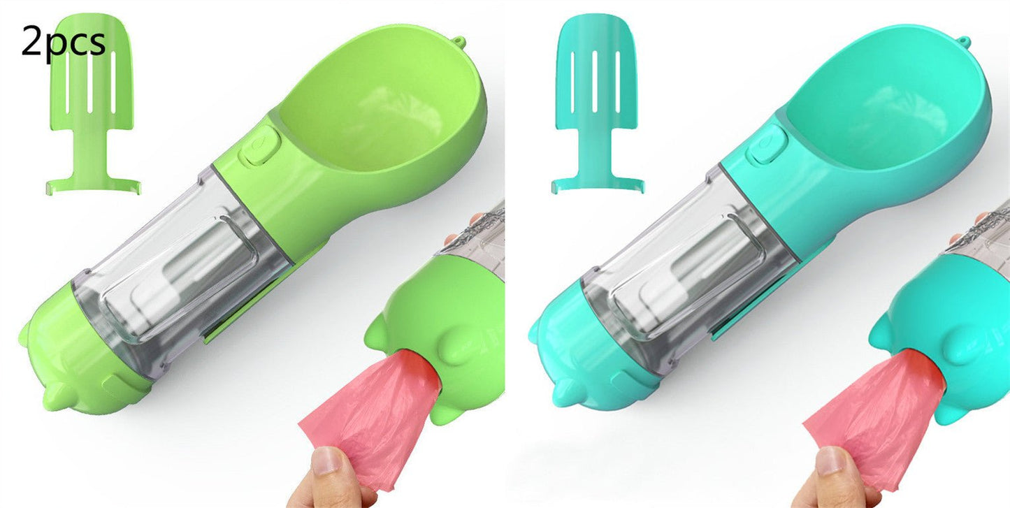 Pet Water Bottle Feeder Bowl Garbage Bag Storage Portable Pet Outdoor Travel 3 In 1 Dog Water Bottle - Expo GGreen 2pcs blue.300ml0