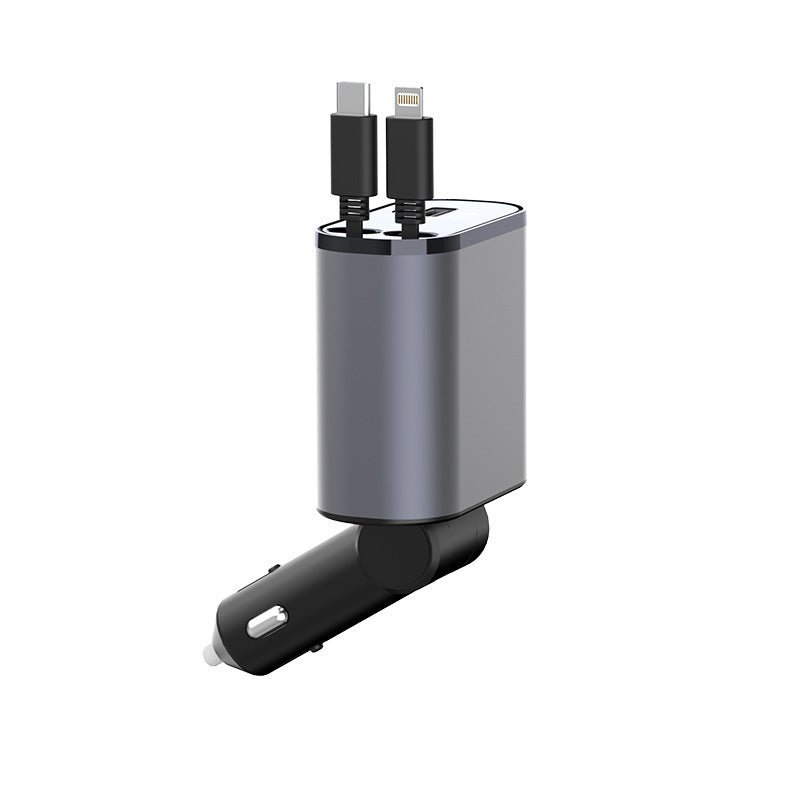 Metal Car Charger 100W Super Fast Charging Car Cigarette Lighter USB And TYPE - C Adapter - Expo GMetal Silver Gray100W0