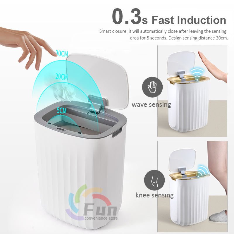 Smart Trash Can With Lid For Bedroom And Living Room Kitchen Storage Box Trash Can Induction Small Car Box Automatic Smart Dustbin Smart Trash Bin - Expo GGrey16L0