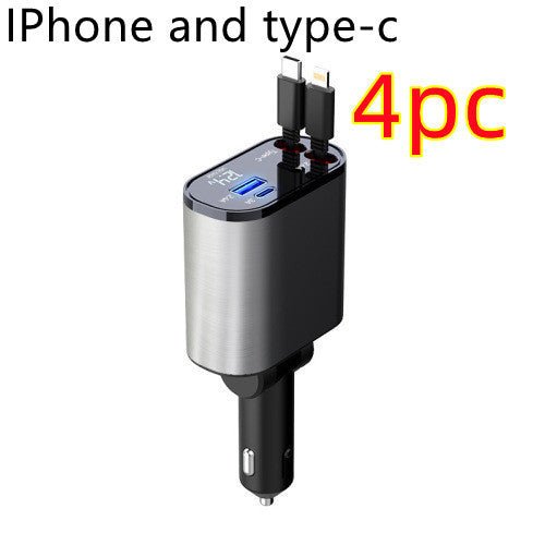 Metal Car Charger 100W Super Fast Charging Car Cigarette Lighter USB And TYPE - C Adapter - Expo GMetal Silver Gray4pcs100W0