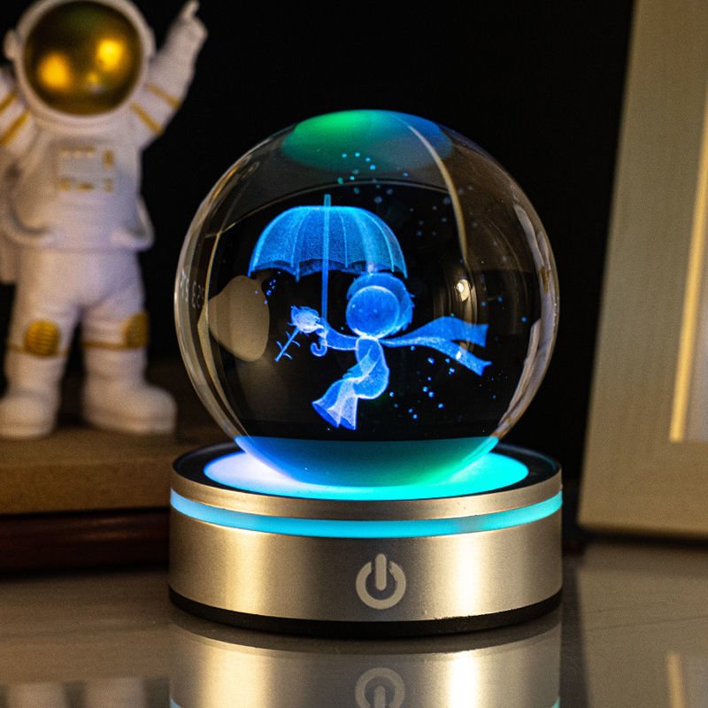 Creative 3D Inner Carving Luminous Crystal Ball Colorful Gradient Small Night Lamp Home Decorations Gifts Selection - Expo GShelter From Wind And Rain8cm0