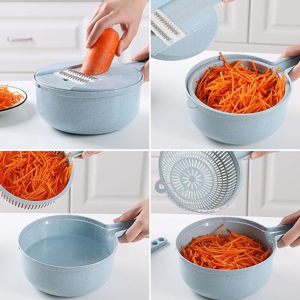 8 In 1 Mandoline Slicer Vegetable Slicer Potato Peeler Carrot Onion Grater With Strainer Vegetable Cutter Kitchen Accessories - Expo GPink2pcs0