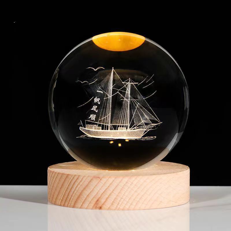 Luminous Starry Sky And Planets Moon Moon Crystal Ball Small Night Lamp Projection Ambience Light Creative Gift New Strange Gift - Expo GSolid Wood Lamp HolderSmooth sailing 6CM0