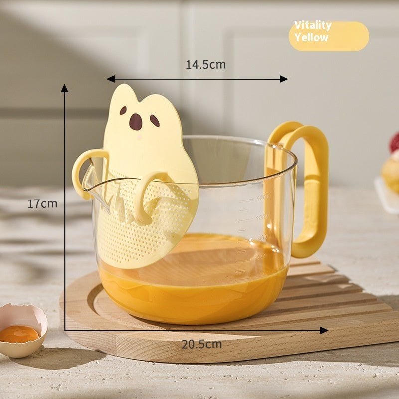 Cartoon Filter Measuring Cup With Scale Food Grade Multifunctional Egg Beater - Expo GYellow0