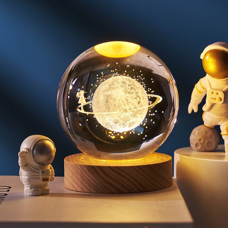 Luminous Starry Sky And Planets Moon Moon Crystal Ball Small Night Lamp Projection Ambience Light Creative Gift New Strange Gift - Expo GSolid Wood Lamp HolderThrough the starry sky 6CM0