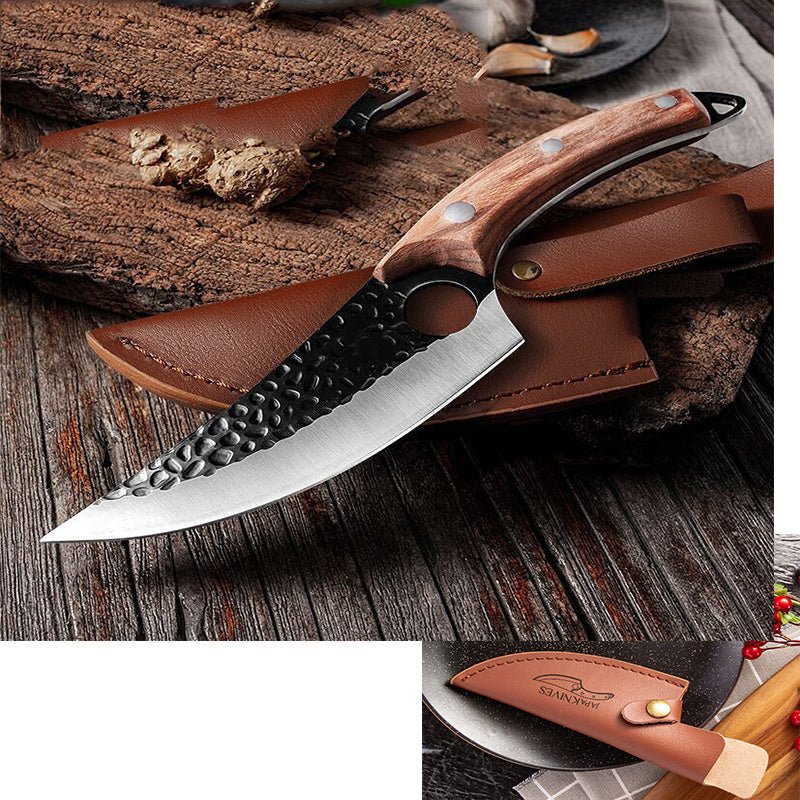 Slaughter Cutting Meat Boning Small Scimitar Special Skinning Killing Pigs Butcher - Expo GSheathBrownQ1pcLeather cover Knife