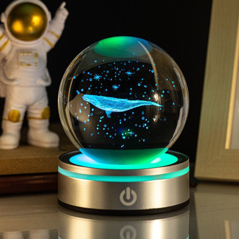 Creative 3D Inner Carving Luminous Crystal Ball Colorful Gradient Small Night Lamp Home Decorations Gifts Selection - Expo GWhale8cm0