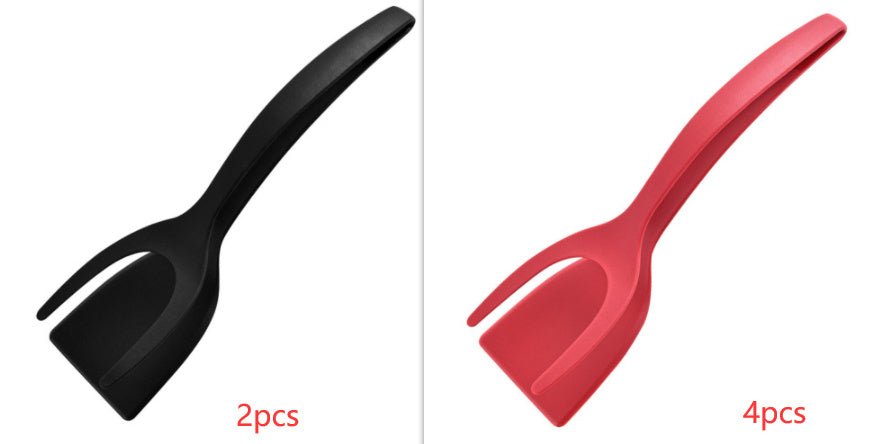 2 In 1 Grip And Flip Tongs Egg Spatula Tongs Clamp Pancake Fried Egg French Toast Omelet Overturned Kitchen Accessories - Expo GSet20