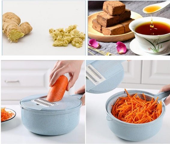 8 In 1 Mandoline Slicer Vegetable Slicer Potato Peeler Carrot Onion Grater With Strainer Vegetable Cutter Kitchen Accessories - Expo GPink2pcs0