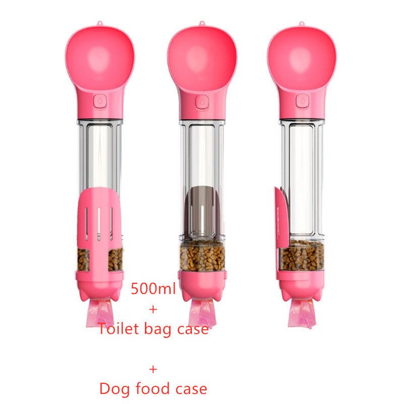 Pet Water Bottle Feeder Bowl Garbage Bag Storage Portable Pet Outdoor Travel 3 In 1 Dog Water Bottle - Expo GPink500ml Set0