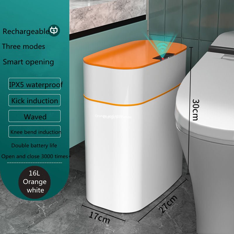 Smart Trash Can With Lid For Bedroom And Living Room Kitchen Storage Box Trash Can Induction Small Car Box Automatic Smart Dustbin Smart Trash Bin - Expo GOrange16L0