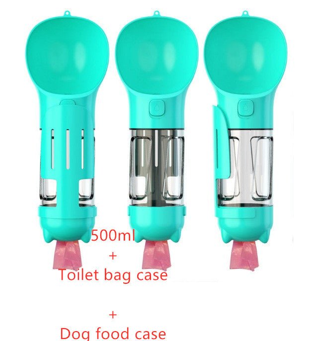 Pet Water Bottle Feeder Bowl Garbage Bag Storage Portable Pet Outdoor Travel 3 In 1 Dog Water Bottle - Expo GBlue500ml Set0