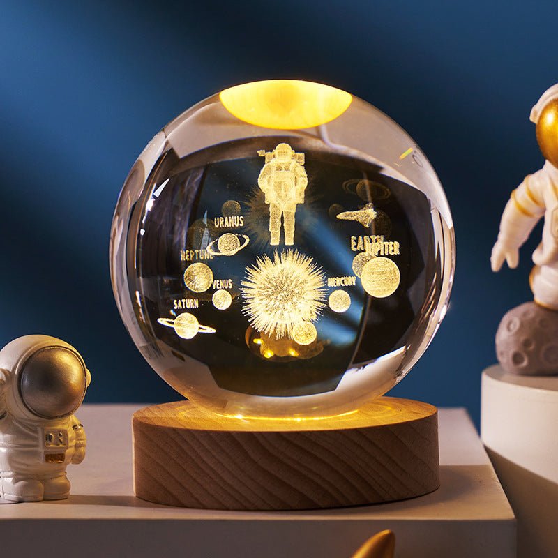 Luminous Starry Sky And Planets Moon Moon Crystal Ball Small Night Lamp Projection Ambience Light Creative Gift New Strange Gift - Expo GSolid Wood Lamp HolderAstronaut 6CM0