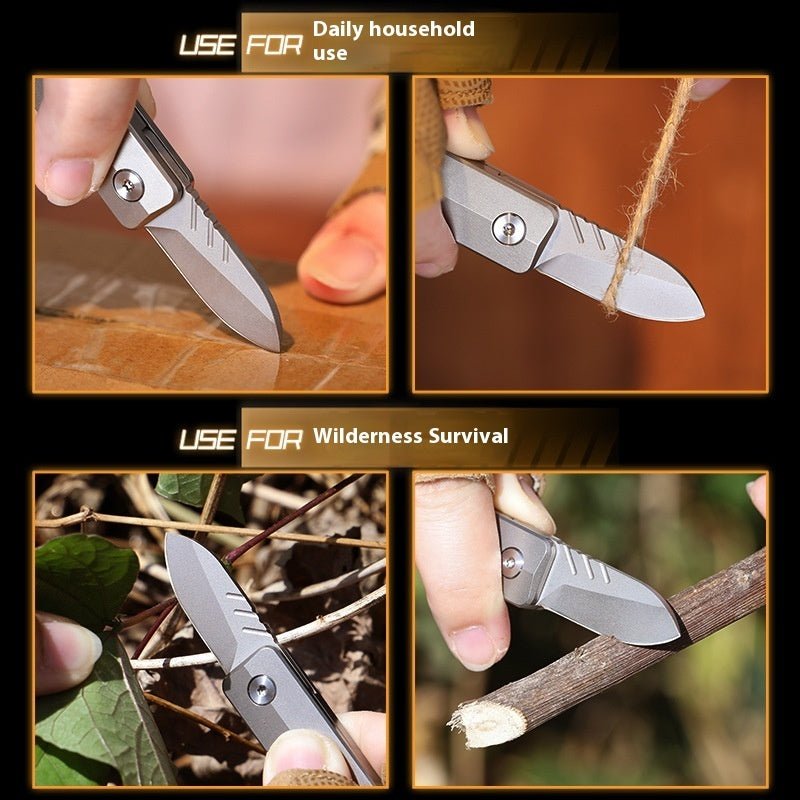 Titanium Alloy Mini A Folding Knife Decompression Small Handle Outdoor Carry Unpacking Tool - Expo GTitanium color0