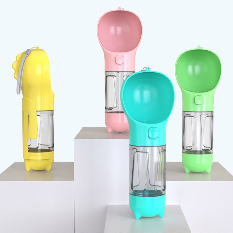 Pet Water Bottle Feeder Bowl Garbage Bag Storage Portable Pet Outdoor Travel 3 In 1 Dog Water Bottle - Expo GPink2style500ml0