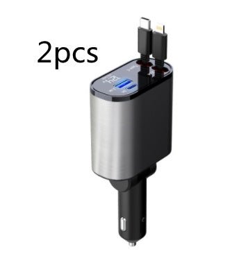 Metal Car Charger 100W Super Fast Charging Car Cigarette Lighter USB And TYPE - C Adapter - Expo GMetal Silver Gray100W0
