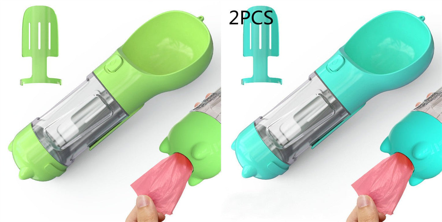 Pet Water Bottle Feeder Bowl Garbage Bag Storage Portable Pet Outdoor Travel 3 In 1 Dog Water Bottle - Expo GGreen blue 2pcs300ml0