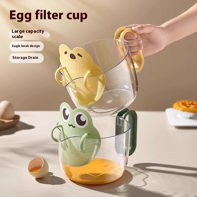 Cartoon Filter Measuring Cup With Scale Food Grade Multifunctional Egg Beater - Expo GGreen0