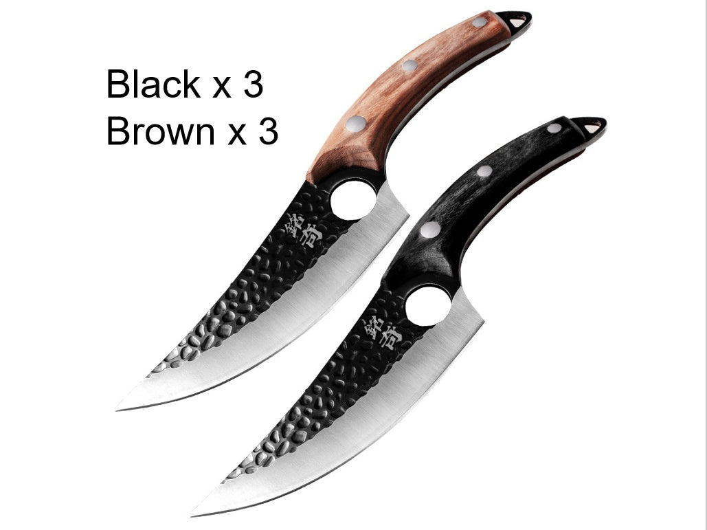 Slaughter Cutting Meat Boning Small Scimitar Special Skinning Killing Pigs Butcher - Expo GSheathBlack BrownQ3setLeather cover Knife