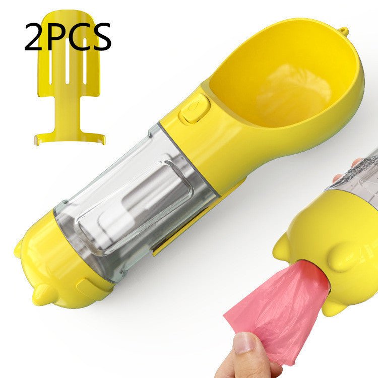 Pet Water Bottle Feeder Bowl Garbage Bag Storage Portable Pet Outdoor Travel 3 In 1 Dog Water Bottle - Expo GYellow 2pcs300ml0