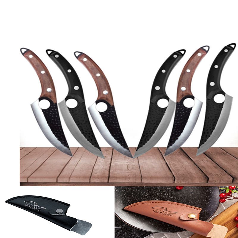 Slaughter Cutting Meat Boning Small Scimitar Special Skinning Killing Pigs Butcher - Expo GSheathBlack BrownQ3setLeather cover Knife