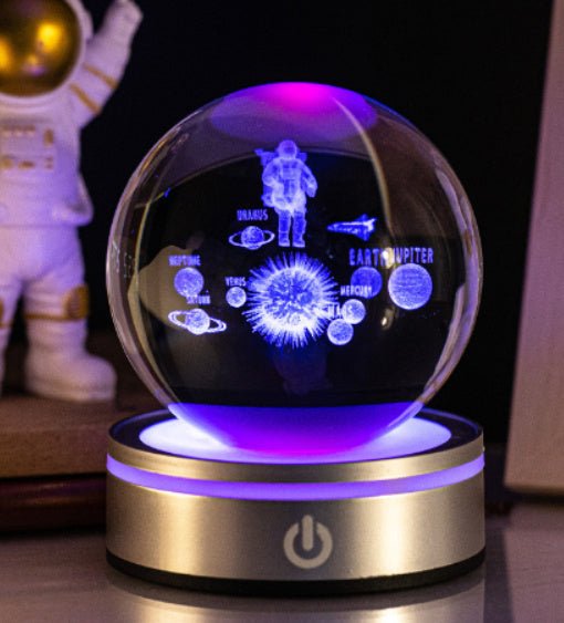 Creative 3D Inner Carving Luminous Crystal Ball Colorful Gradient Small Night Lamp Home Decorations Gifts Selection - Expo GAstronaut18cm0