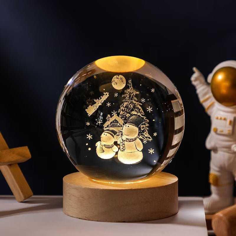 Luminous Starry Sky And Planets Moon Moon Crystal Ball Small Night Lamp Projection Ambience Light Creative Gift New Strange Gift - Expo GSolid Wood Lamp HolderSnowman 6cm Crystal Ball0