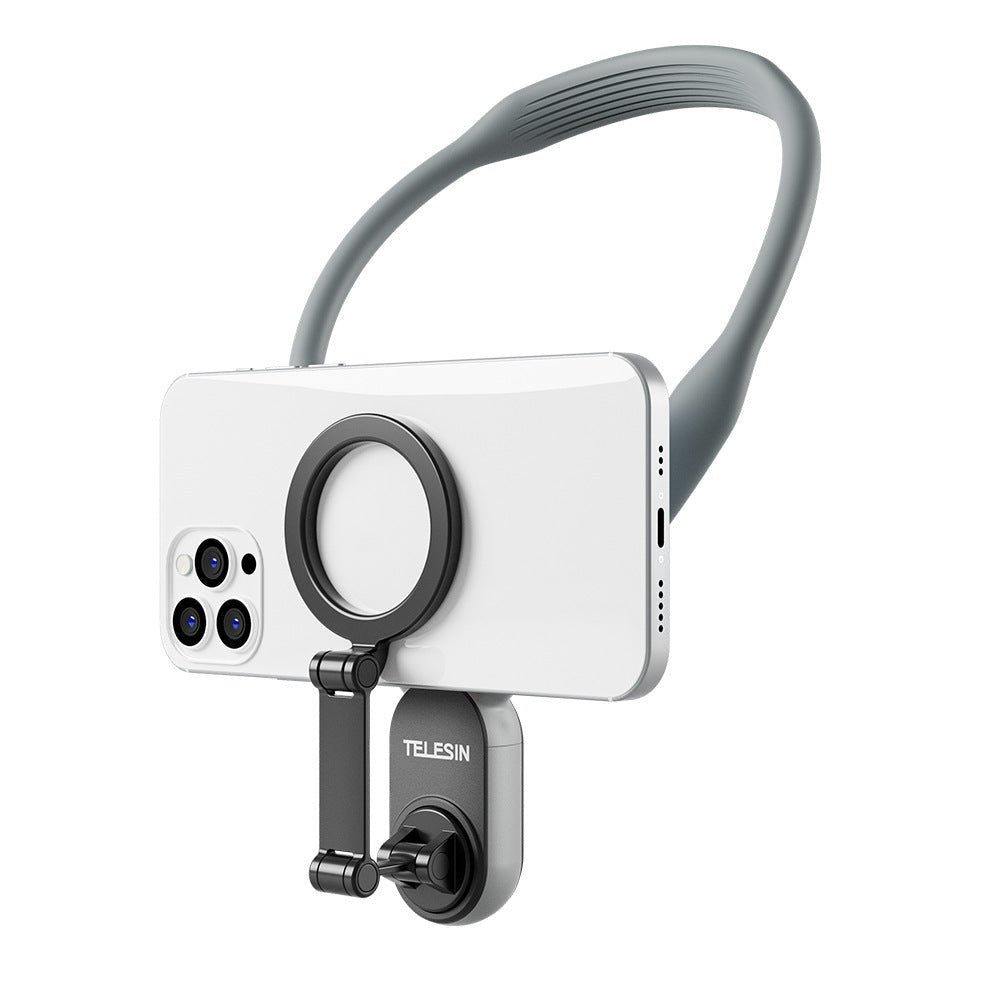Silicone Phone Magnetic Neck Mount Quick Release Hold For Phone Magsafe Magnetic Suction Cell Phone Neck Hanging Bracket - Expo GGray0