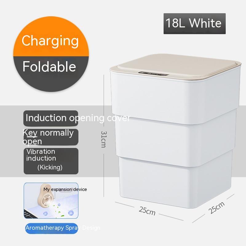 Smart Trash Can With Lid For Bedroom And Living Room Kitchen Storage Box Trash Can Induction Small Car Box Automatic Smart Dustbin Smart Trash Bin - Expo GGrey16L0