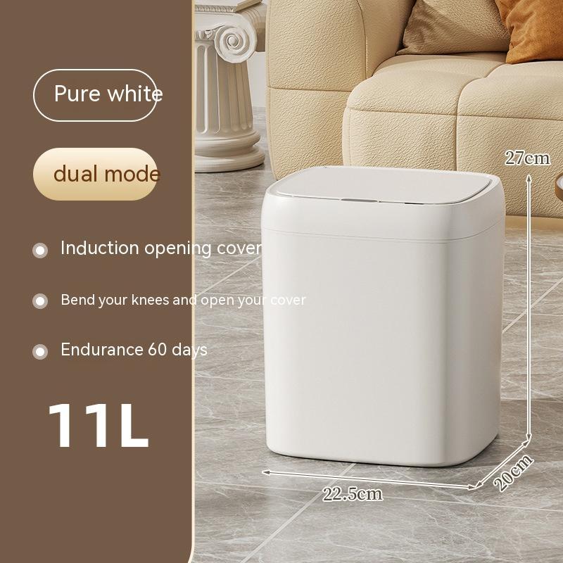 Smart Trash Can With Lid For Bedroom And Living Room Kitchen Storage Box Trash Can Induction Small Car Box Automatic Smart Dustbin Smart Trash Bin - Expo GPure white battery version11L0