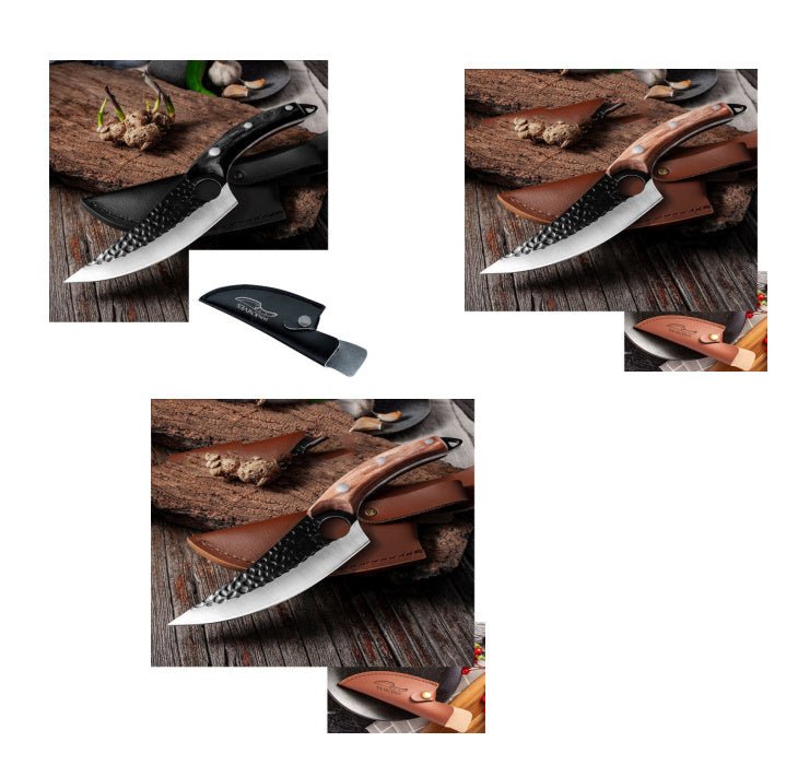 Slaughter Cutting Meat Boning Small Scimitar Special Skinning Killing Pigs Butcher - Expo GSheathBlack BlackSet ALeather cover Knife