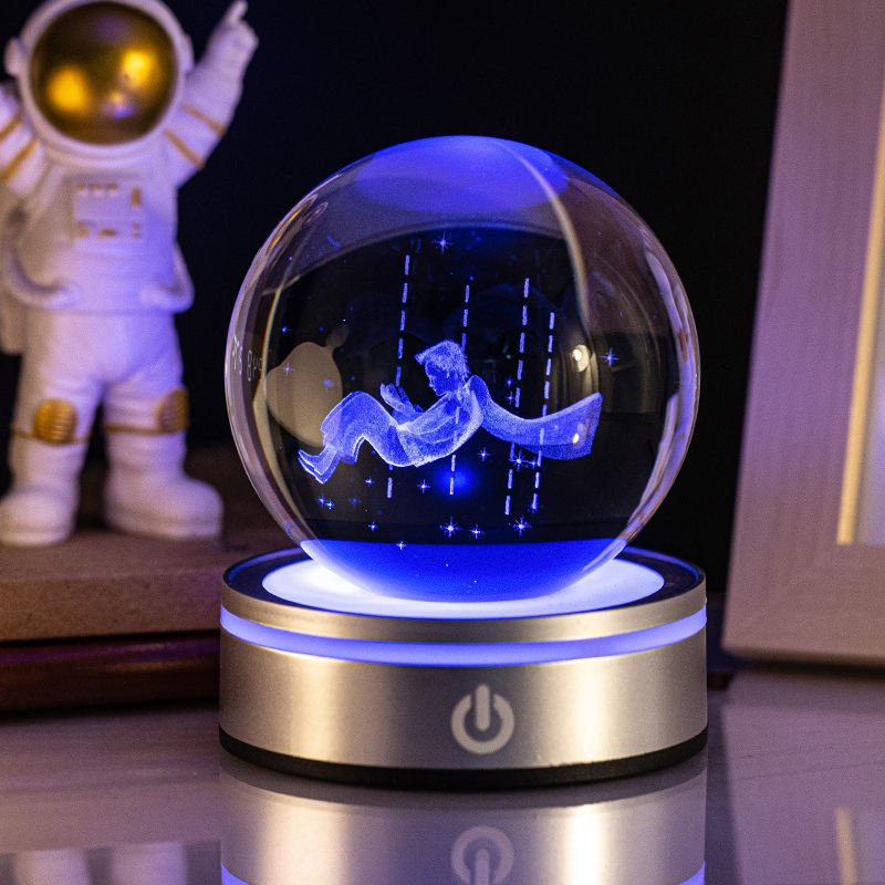 Creative 3D Inner Carving Luminous Crystal Ball Colorful Gradient Small Night Lamp Home Decorations Gifts Selection - Expo GLittle Prince8cm0