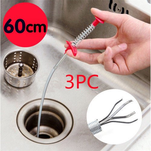 60CM Sewer Dredger Spring Pipe Dredging Tool Household Hair Cleaner Drain Clog Remover Cleaning Tools Household For Kitchen Sink Kitchen Gadgets - Expo GColor randomised 3pcs0