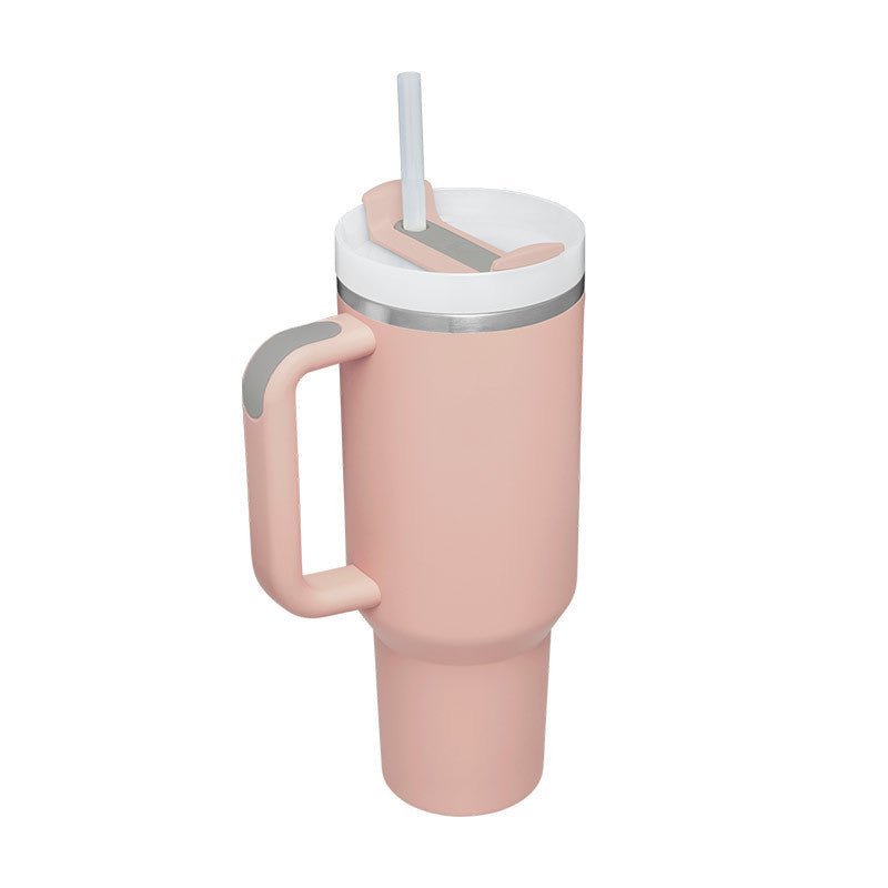 40 Oz Tumbler With Handle Straw Insulated, Stainless Steel Spill Proof Vacuum Coffee Cup Tumbler With Lid Tapered Mug Gifts For Valentine Lover Suitable For Car Gym Office Travel - Expo GLight powder1200ML1PC0