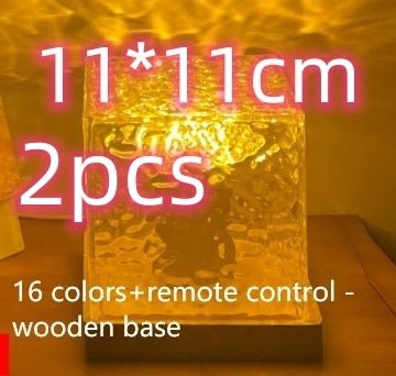 LED Water Ripple Ambient Night Light USB Rotating Projection Crystal Table Lamp RGB Dimmable Home Decoration 16 Color Gifts - Expo G16color 2pcsUSB0