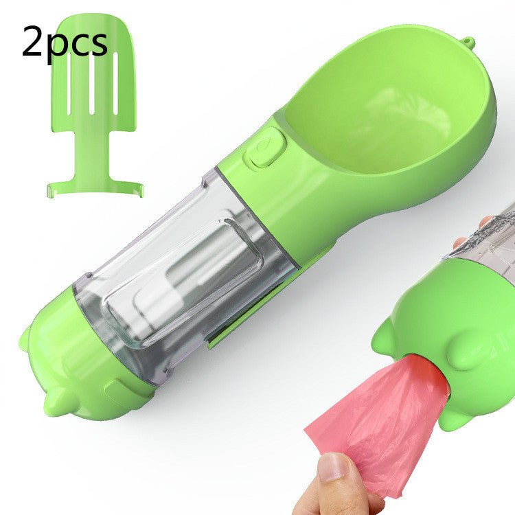 Pet Water Bottle Feeder Bowl Garbage Bag Storage Portable Pet Outdoor Travel 3 In 1 Dog Water Bottle - Expo GGreen 2pcs300ml0
