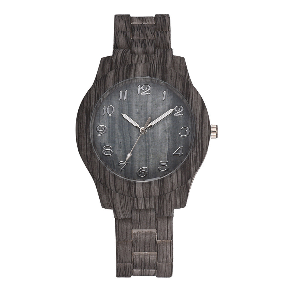 Men And Women Couple Fashion Quartz Watches, Wood Grain Retro Simple