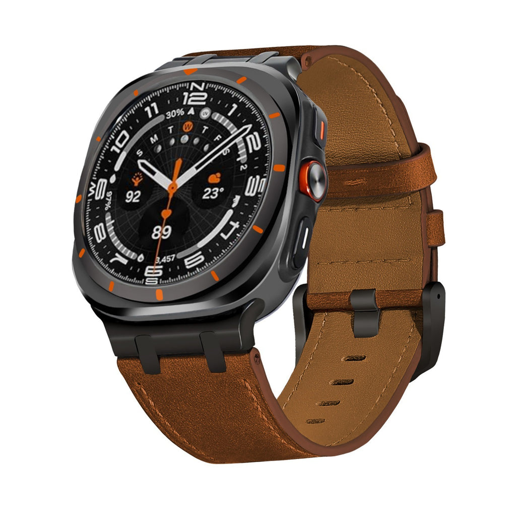 Ultra Crazy Horse Leather AP Stainless Steel Head Grain Leather Watch Strap