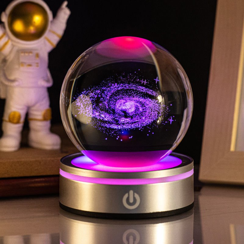 Creative 3D Inner Carving Luminous Crystal Ball Colorful Gradient Small Night Lamp Home Decorations Gifts Selection - Expo GMilky Way8cm0