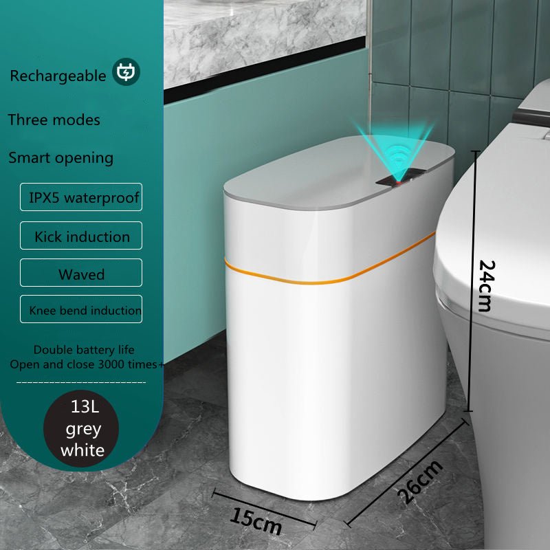Smart Trash Can With Lid For Bedroom And Living Room Kitchen Storage Box Trash Can Induction Small Car Box Automatic Smart Dustbin Smart Trash Bin - Expo GGrey13L0