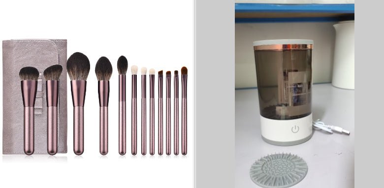 Women Eye Shadow Brush Cleaning Tool Portable Electric Makeup Brush Cleaner Machine With USB Charging Automatic Cosmetic Brush - Expo GGrey and white set3USB0