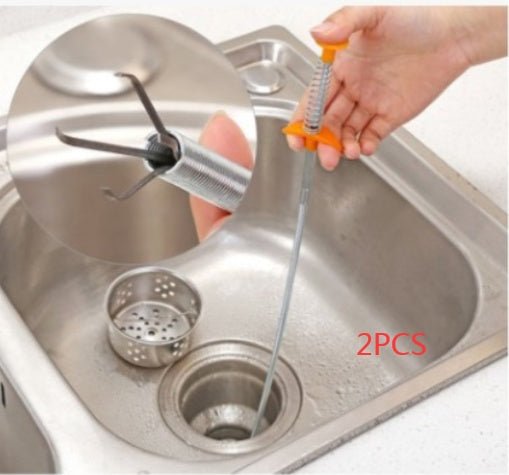 60CM Sewer Dredger Spring Pipe Dredging Tool Household Hair Cleaner Drain Clog Remover Cleaning Tools Household For Kitchen Sink Kitchen Gadgets - Expo GYellow 60cm 2pcs0